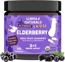 Llama Naturals Elderberry Gummies for Kids, Vegan, Organik Immune Support Supplement with Vitamin C and çinko, Toddler Real Fruit Gummy Vitamins for Immunity, Chewable, No Ek Olmayan Şeker Cane, 120 Ct