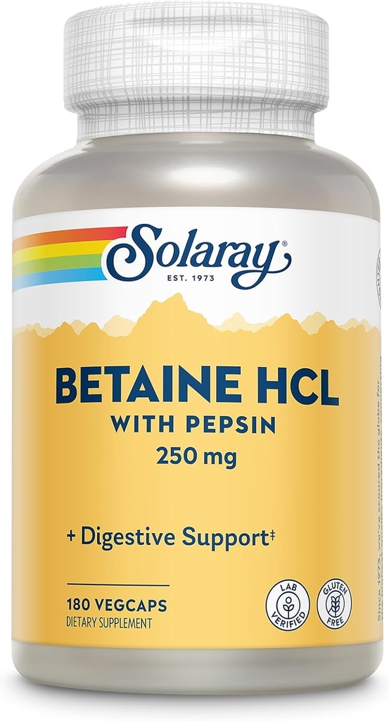 Solaray - Pepsin ile HCl - 250 mg - 180 kapsül