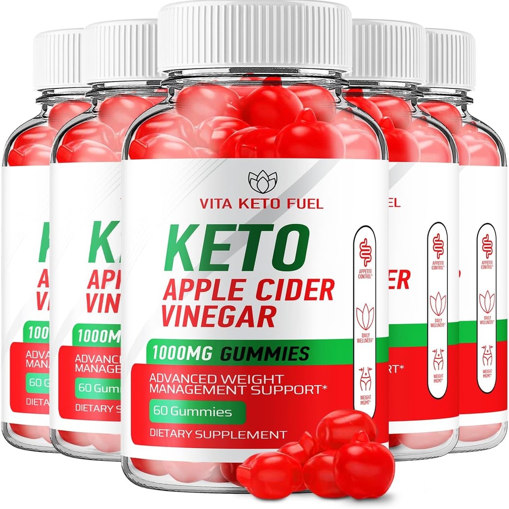 (5 Pack) Vita Keto Yakıt ACV Gummies - Gelişmiş Formula Vita Yakıtı Keto + ACV Gummies Apple Cider Vinegar Vita Keto ACV Diyetary Supplement Yorumlar Erkekler Kadınlar (300 Gummies)