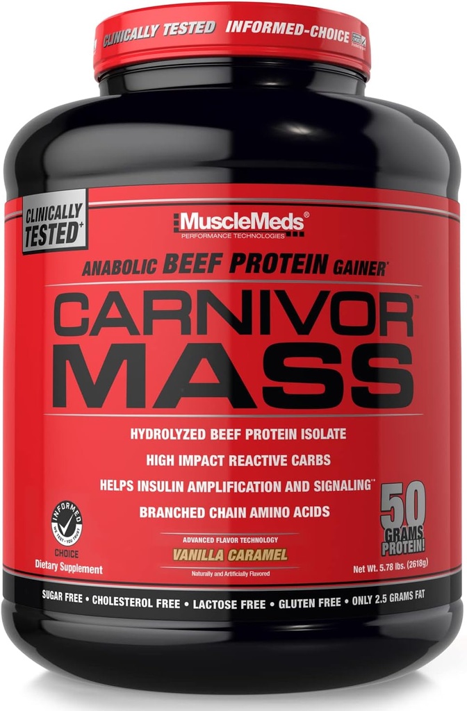 KasMeds Carnivor Mass Diyet Supplement, Vanilla Caramel, 5.78 Pound (002658)
