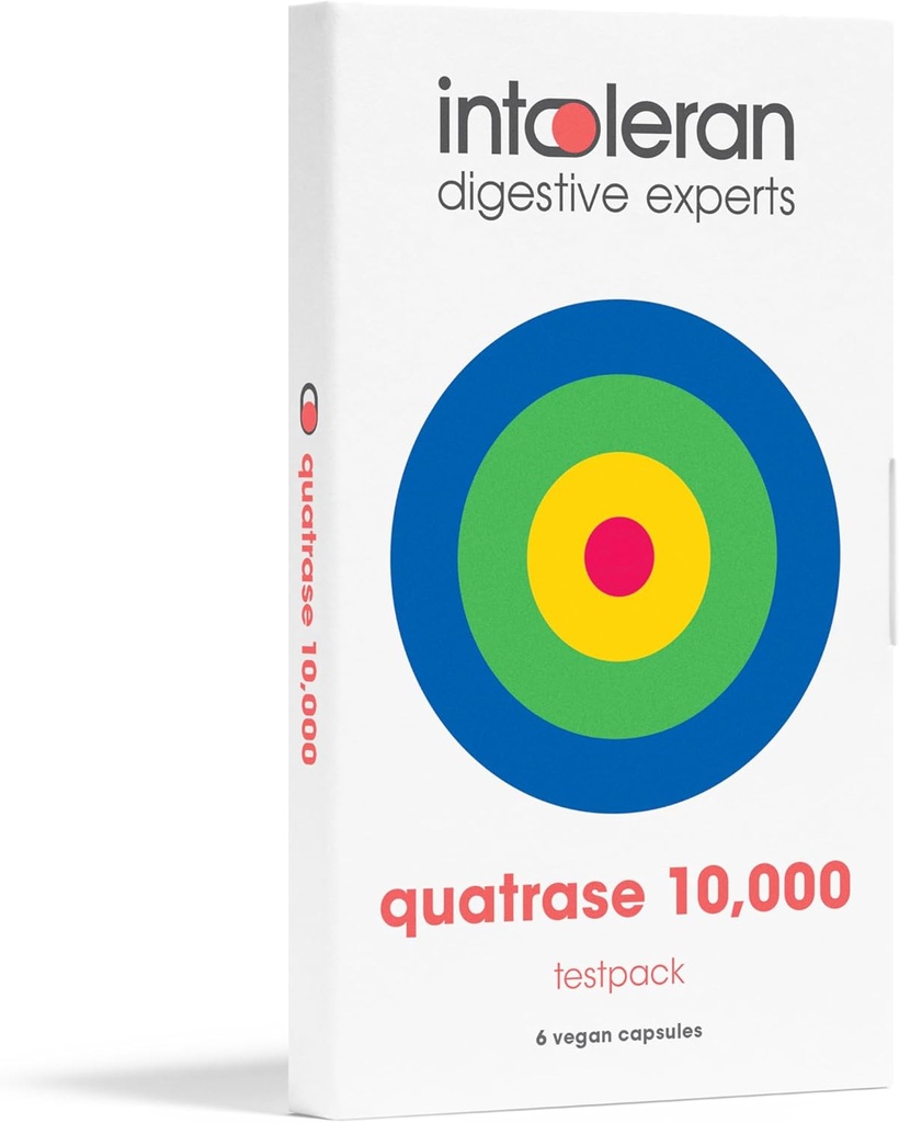 Toleran Quatrase Forte Digestive Enzymes Test Paketi - 6 kapsüller | Yüksek Lisans için Tamamlandı | Yardımlar Digest Lactose ve Kompleks Carbohidratlar * | Pure & Vegan | Low FENGAP...