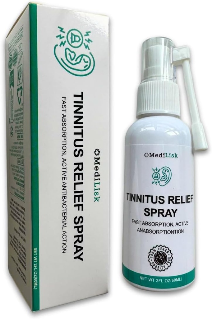 Medilisk Tinnitus Relief Spray – Ringing Ears için Tinnitus Yardımı – Herbal Ear Care Products – Tinnitus Tedavisi Önlemleri – Non-Steroidal & Hipoallergenic – 1 Fl Oz – 1 Paket