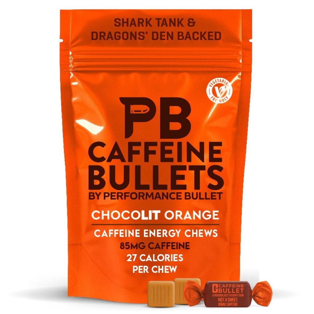 Caffeine Bullet Energy Chews - Σοκολάτα Πορτοκάλι. 40 * 85mg - Γρηγορότερη Kick Than χάπια, Gels και τσίχλες. Αθλητισμός Επιστήμη για τρέξιμο, Ποδηλασία, Τυχερά παιχνίδια και μια προ προπόνηση Ενισχύστε την αντοχή.