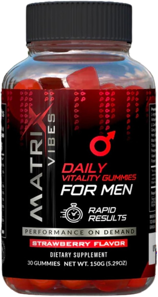Erkekler için Günlük Vitality Gummies - Holistic Well-Being Support - Adaptogen-Enriched - Delicious Strawberry Flavor - 30-Day Supply