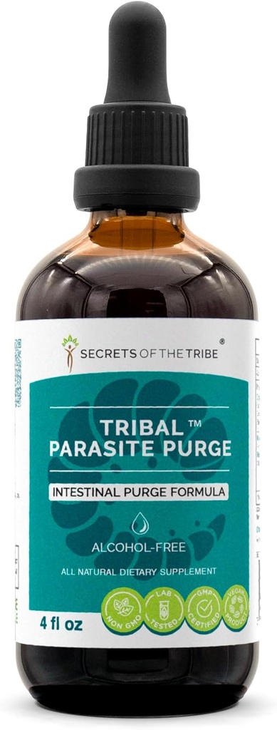 Tribe Tribal Parasitesi Alkol Özgür Tür, Yüksek Lisans Herbal Drops, Tincture Cranberry, Worm, Black Walnut, OSHA, Wormwood, Pumpkin. Intestinal Purge Formula 4 oz