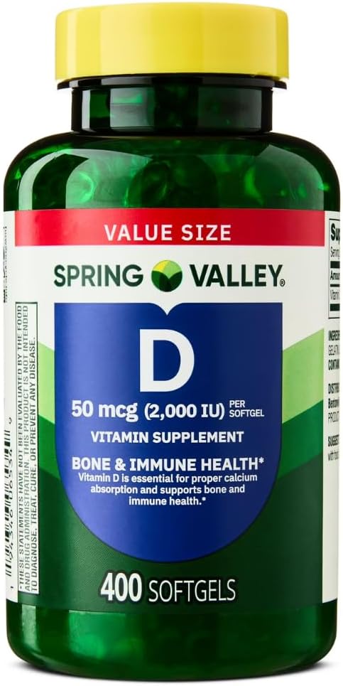 Spring Valley Vitamin D3 Tamam Softgels, 2000 IU, 400 Kont - Yeni Bak