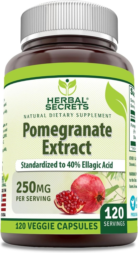 Herbal Sırları Pomegranate Ekstraksiyon 250 Mg 120 Veggie Capsules Supplement | Non-GMO | Gluten Free | Made in USA