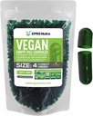 XPRS Nutra Boyutu 4 Boş Kapsüller - 500 Kont Küçük Boş Vegan Capsules - DIY Sebze Kapsülü - Tamamlanabilir Do-Kendi Veggie Pill Caps for Supplements (Forest Green)