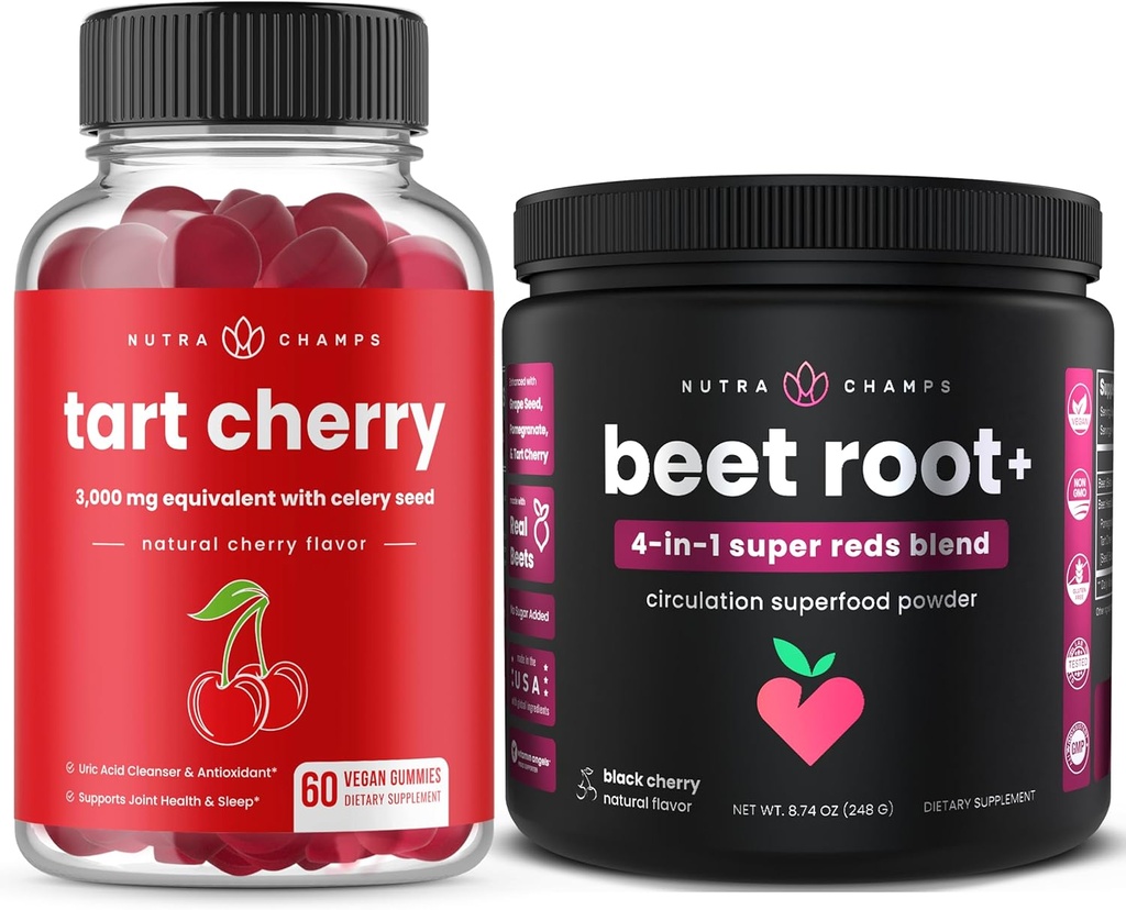 NutraChamps Tart Cherry Gummies & Σκόνη ρίζας τεύτλων