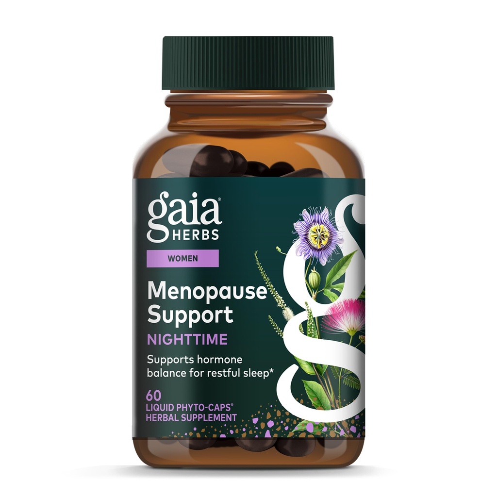 Gaia Herbs Nighttime Comfort - Kadınlar için Menopause Supplement - Black Cohosh, Mimosa, Passionflower & St. John's Wort - 60 Vegan Penny Phyto-Caps (30 hizmet)