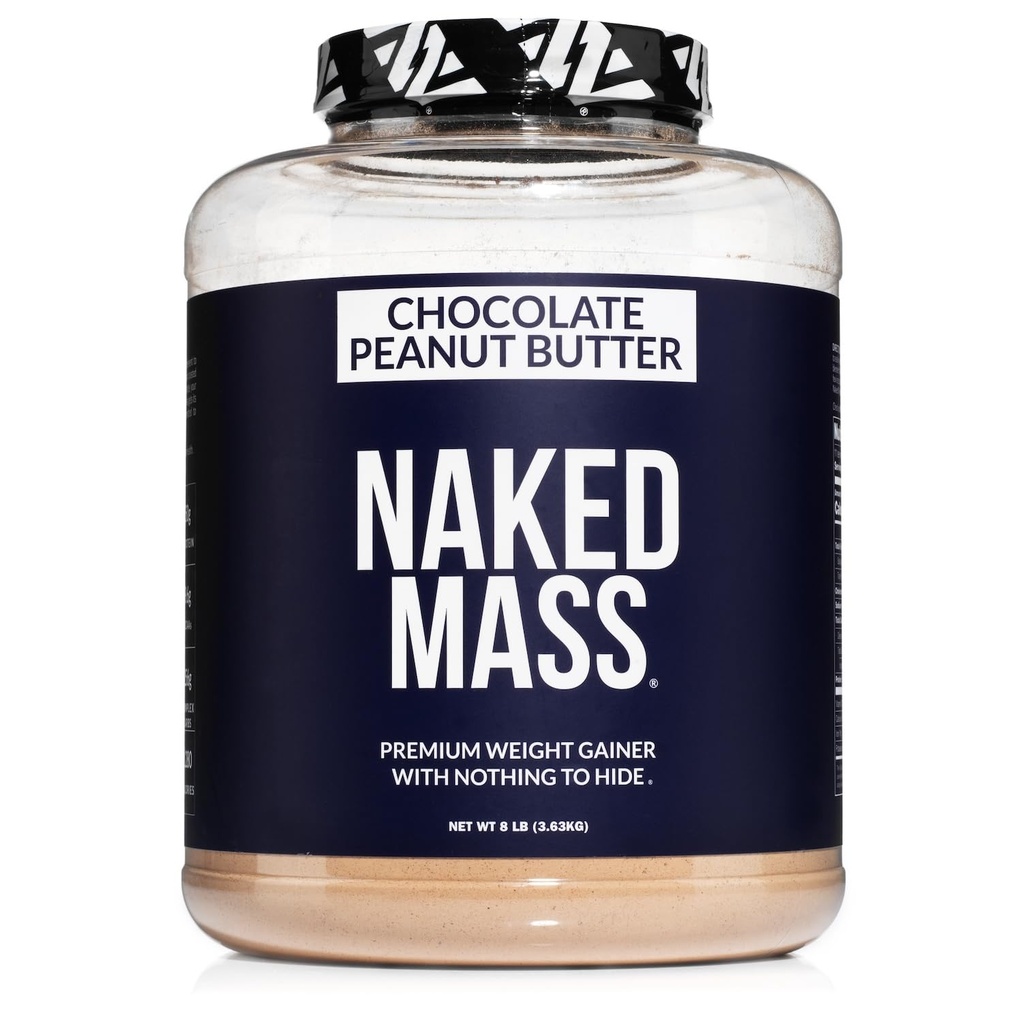 NAKED Chocolate Peanut Butter Mass - 1.280 Calories, 50G proteini, hiçbir yapay değil. Tüm Doğal Ağırlıklı Protein Tozu - 8Lb Bulk, GMO Free, Gluten Free & Soy Free
