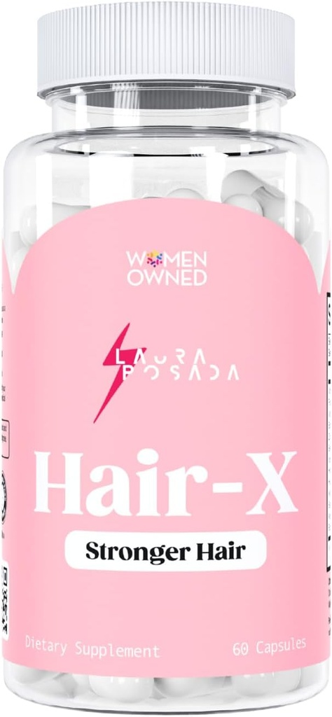 Laura Posada Women's Hair-X Advanced Hair Supporting Supplements for Visibly Ti, B12 - Non-GMO 60 100% Natural Made in the USA