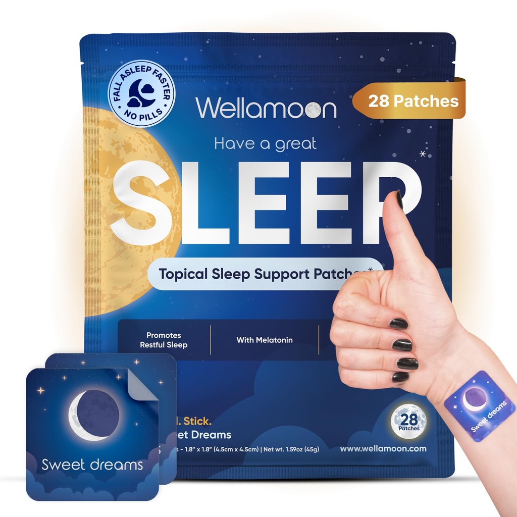 Wellamoon Original Sleep Patches for Yetişkinler Extra Strength | Easy-to-Apply Sleep Patch with Melatonin & Valerian | Relax & Wake Up Reved | Long-Lasting Night Comfort for Men & Women | 28 Patches