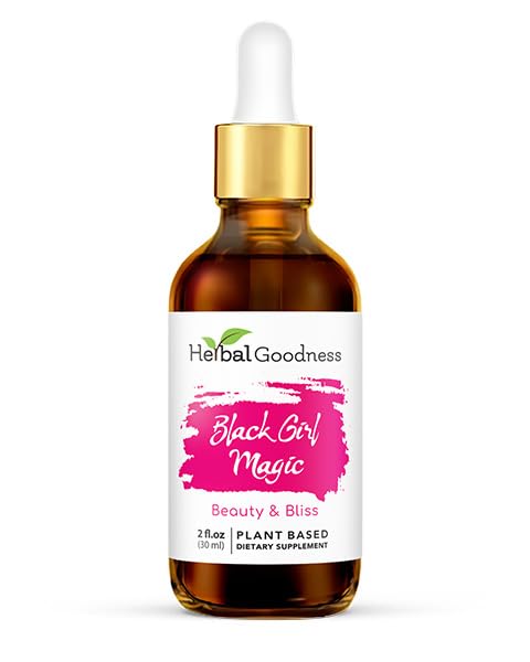 Herbal Goodness Black Girl Magic - Skin Supplements for Women, Oralt Skin Beauty Support, Essential Skin Food, Ashwagandha Supplements - 1 Şişe (2 f oz)