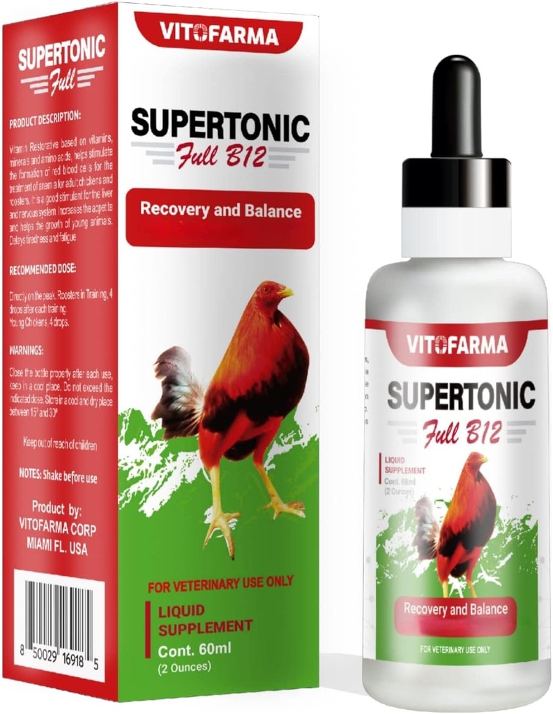 Rooster için Supertonic Full B12 - Roosters için Multivitamin Güçlendiricileri, Vitamin Recovery Sıvı 60 ml