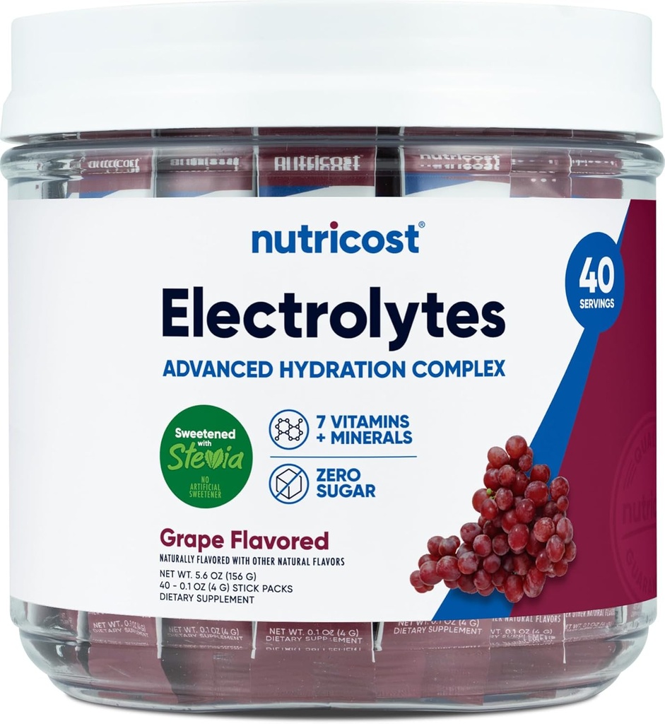 Nutricost Electrolytes Kompleks, Grape Flavored, 40 Stickpacks - Gelişmiş Hydration Kompleksi