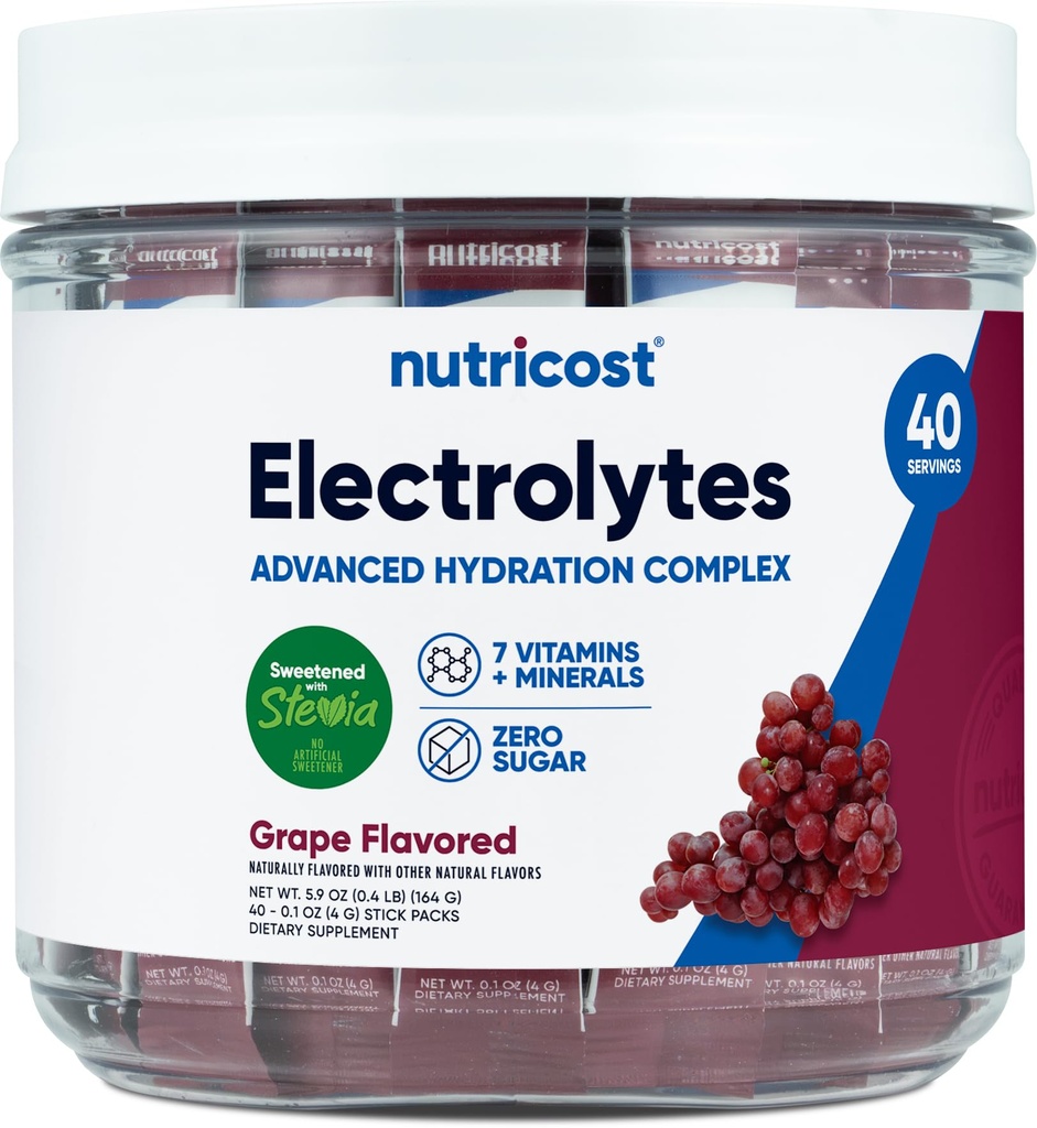 Nutricost Electrolytes Kompleks, Grape Flavored, 40 Stickpacks - Gelişmiş Hydration Kompleksi