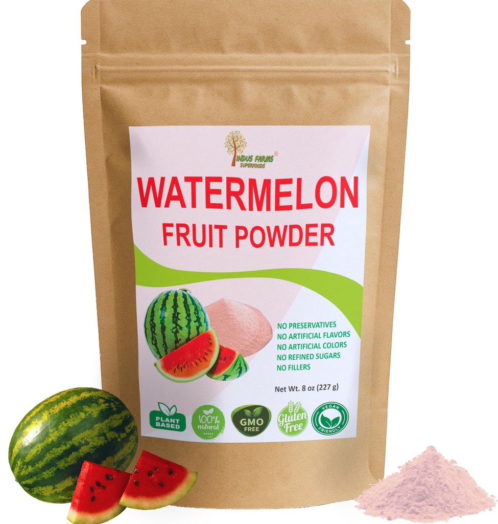 Indus Farms 100% Natural Watermelon Fruit Powder, 8 oz, Pre-Workout & Post-Workout Supplement, Non-GMO, Vegan