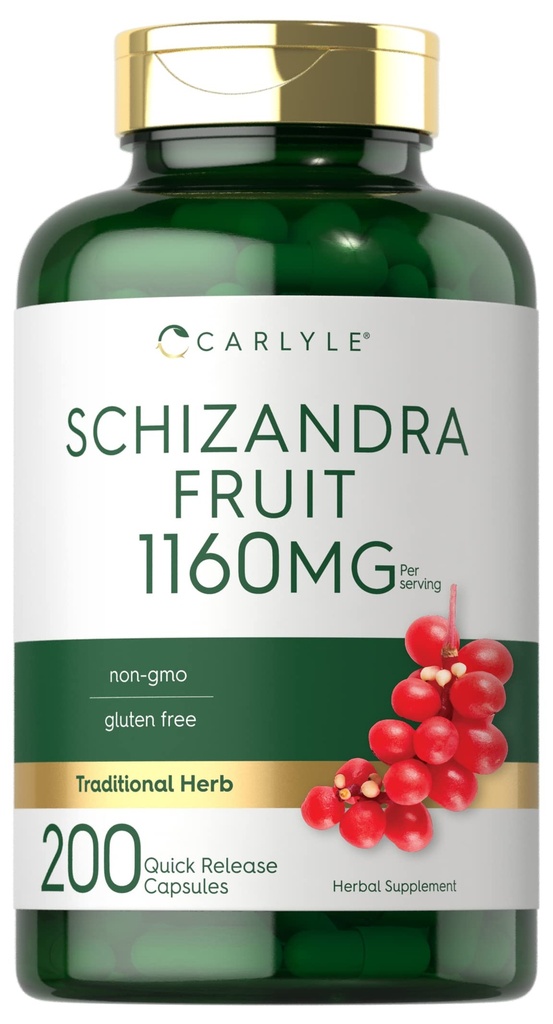 Carlyle Schisandra Supplement 1160 mg | 200 Capsules | Berry Meyve Takdir | No-GMO ve Gluten Ücretsiz