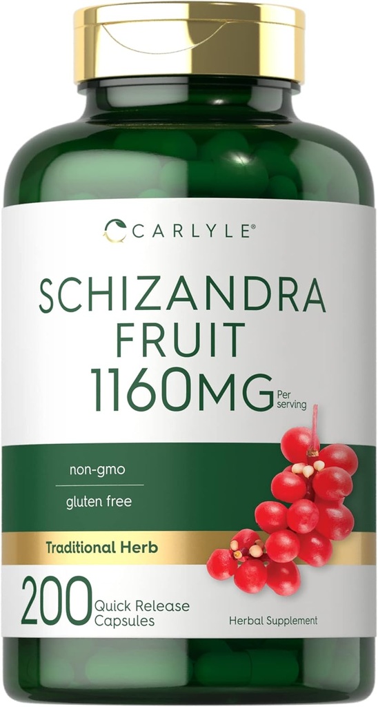 Carlyle Schisandra Supplement 1160 mg | 200 Capsules | Berry Meyve Takdir | No-GMO ve Gluten Ücretsiz