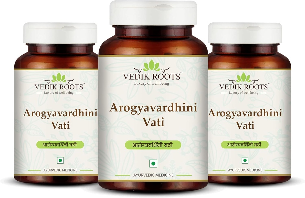 Arogyavardhini Vati Tabletleri - Doğal Detox ve Liver Health Support | for Spleen Enlargement | Azorasyonu | Nutrient Abhidrasyon Geliştirme | 120 Tabletler (360)