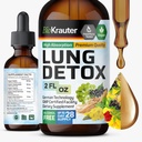BIO KRAUTER Lung Detox Drops - Pure Vegan Lung Cleanse Liquid Form 2 Fl.Oz 28 Ημέρες Προμήθειας - Blend Mullein, Elderberry, Stinging Nattle, Ginseng & Angelica Extracts - Αναπνευστική Υποστήριξη