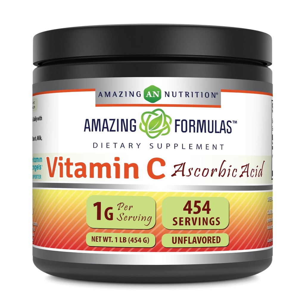 Amazing Formulas Vitamin C Toz Supplement | Unflavored Ascorbici 1 Gram per Service | 454 Konteyner başına hizmet | Non-GMO | Gluten-Free | Made in USA