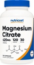 Nutricost Μαγνήσιο Κιτρικό 420mg, 120 κάψουλες Veggie - 30 σερβιέτες, χωρίς γλουτένη, συμπλήρωμα μη ΓΤΟ