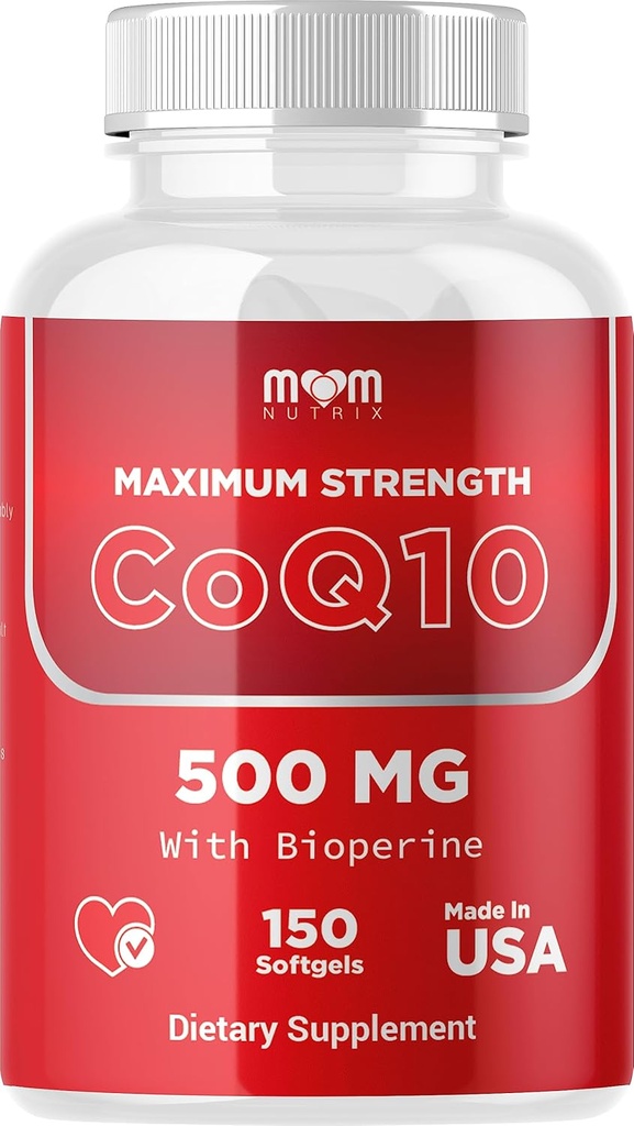 Dr. JOEL'S MOM Nutrix CoQ10 500 mg - Hücre Enerji Üretimi Desteği - Biyoperine ile En İyi Apsiyon - 150 Softgels - ABD'de Made in USA