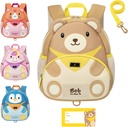 BabbleRoo Toddler Backpack, Παιδική Backpack - Ελαφριά & Άνετη, Αδιάβροχη Neoprene, Leash for Toddlers 1-3, Reflective Strips for Visibility, Animal Backpack, Bob The Bear