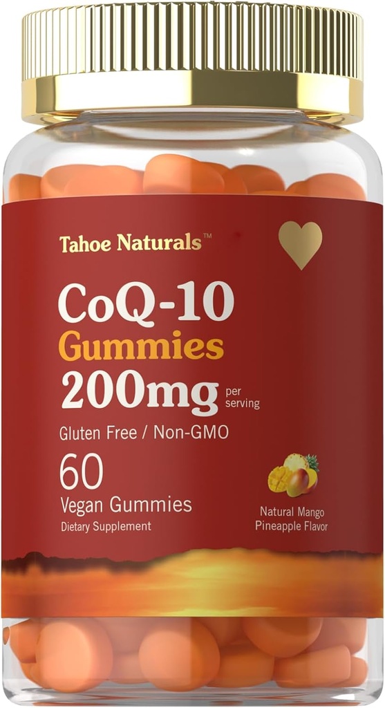 CoQ10 Gummies | 200 mg | 60 Kont | Natural Mango Pineapple Flavor | Vegan, Non-GMO, Gluten Free | Carlyle