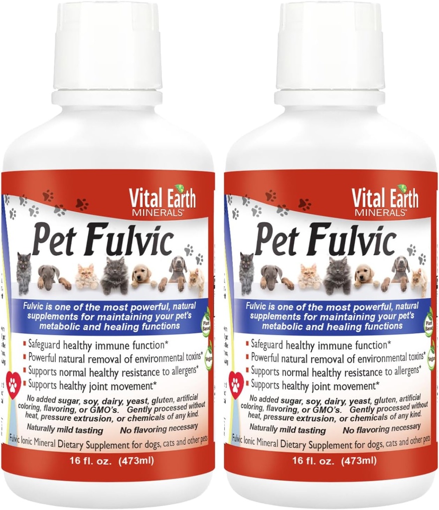 Vital Earth Minerals Pet Fulvic - Köpek Alerjisi Yardımı, Ortak Destek Tamam 16 oz (Pack of 2)