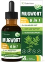 Mugwort Herb Liquid Drops for Sleep Support, Mugwort Leaves (Artemisia vulgaris) Όλα σε 1 Formula for Relaxation Support, Herbal Supplement with Valerian Chamomile Tulsi Lavender Extract.2oz