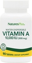 NaturesPlus Vitamin A (Palmitate) - 10,000 iu - Healthy Skin, Eyes, Vision & Immune System - Water Soluble for Maximum Absorption - 90 Vegetarian Tablets (90 Servings)