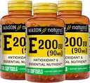 MASON NATURAL Vitamin E 90 mg (200 IU) - Antioksi ve Essential Nutrient, Sağlıklı Immune System, Skin ve Eyes, Whole Body Supplement, 100 Softgels (Pack of 3)