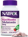Natrol Fast Dissolve Melatonin 5 mg, Melatonin Supplements for Restful Sleep, Sleep Support for Yetişkinler, 30 Strawberry-Flavored Tabletler, 30 Günlük Supply