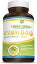 Herbalxpress Vitamin D (parçacık) 1.500 IU (100 Tablet) Sağlıklı Yaşam Tarzı, Kemikler, Dişler, Kaslar, Immune Function, and Well-Being, Non-GMO and Gluten-Free.