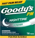 Goody's Nighttime Toz, Pain Reliever & Sleep Aid with Acetaminophen & Diphenhydramine Citrate, Caffeine Free, Count 16