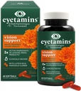 eyetamins Vision Support - 60 Κάψουλες‚ Οφθαλμίατρος-Σχηματίζεται - 2X Λουτεΐνη και ζεαξανθίνη των Leading Brands - Φυτικών, Φυσικών - Vegan και Μη-ΓΤΟ Formula (60 Count)