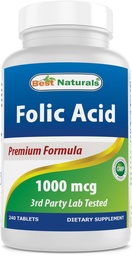 Best Naturals Φολικό οξύ 1000 mcg (βιταμίνη B9), 240 δισκία