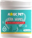 Köpek Kulakları Temiz Wipes - 120 Grooming Wipes W/Aloe Vera & Eucalyptus - Odor & Wax Removal için 99 Water Pet Ear Wipes - Otic Dogs & Cats Ears Cleanser Itch-Free Pet Grooming Materials