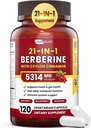 21-in-1 Berberine Supplement with Ceylon Cinnamon - 1500 mg Organik Berberine HCL Phytosome, 5X Higher Abxia for Metabolism Support 100 Capsules