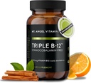 Mt. Angel Vitaminleri - Triple B-12 Dots | Hızlı-Dis çözme Dots, Medenosylcobalamin & Hydroxocobalamin, Supports Energy and Nervous System Health – 60 Dots