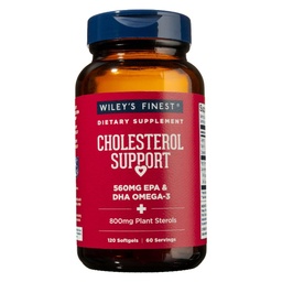 Wiley's Finest Wild Alaska's Fish Oil Cholesterol Support - Συμπλήρωμα υγείας καρδιάς για άνδρες και γυναίκες - 560mg Omega-3s - 120 Softgels (60 Services)