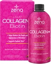 Zena Liquid Collagen + Biotin: 2500 mg Collagen, 5000mcg Biotin, Datasol Formula | Saç, Skin, Nail & Ortak Destek | Non-GMO, Karma Berry Flavor | 90 Servisler