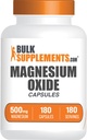 BulkSupplements.com Magnezyum Oksit Capsules - Magnezyum Supplement, Magnezyum Oksit 500 mg - Gluten Free, 1 Capsule per Service, 180 Kont (kısa 1)
