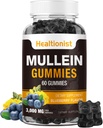 1 Pack Sugar Free Mullein Gummies - Lung Cleanse, 3000MG Mullein Supplement for Respiratory, Organik Mullein Drops Gummy with Quercetin & Bromelain for Lung, Digestive Health & Immune 90Ct