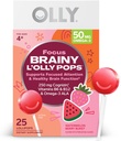 OLLY Focus Buddies L'OLLY Pops, Cog ETF, Vitamins B6 ve B12, Omega-3 ALA, Destekler Odaklı Dikkat ve Sağlıklı Beyin Fonksiyonlar, * Çocuklar Diyetsel Tamam, Sumelon Strawberry Flavored, 25