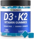 Βιταμίνη χωρίς ζάχαρη D3 K2 Gummies, Βιταμίνη D3 10000iu & Βιταμίνη K2(MK7) 200mcg με ασβέστιο, μαγνήσιο, βιταμίνη B12 για τα δόντια των μυών των οστών Ανοσοποιητικό, Vegan