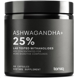 Ashwagandha - Ultra High Potency 40:1 Εκχύλισμα με 25% Withanolides - Άγρια Συγκομιδή στην Ινδία - Εξαιρετικά συμπυκνωμένο & τρίτο μέρος δοκιμαστεί εργαστήριο - 60 κάψουλες
